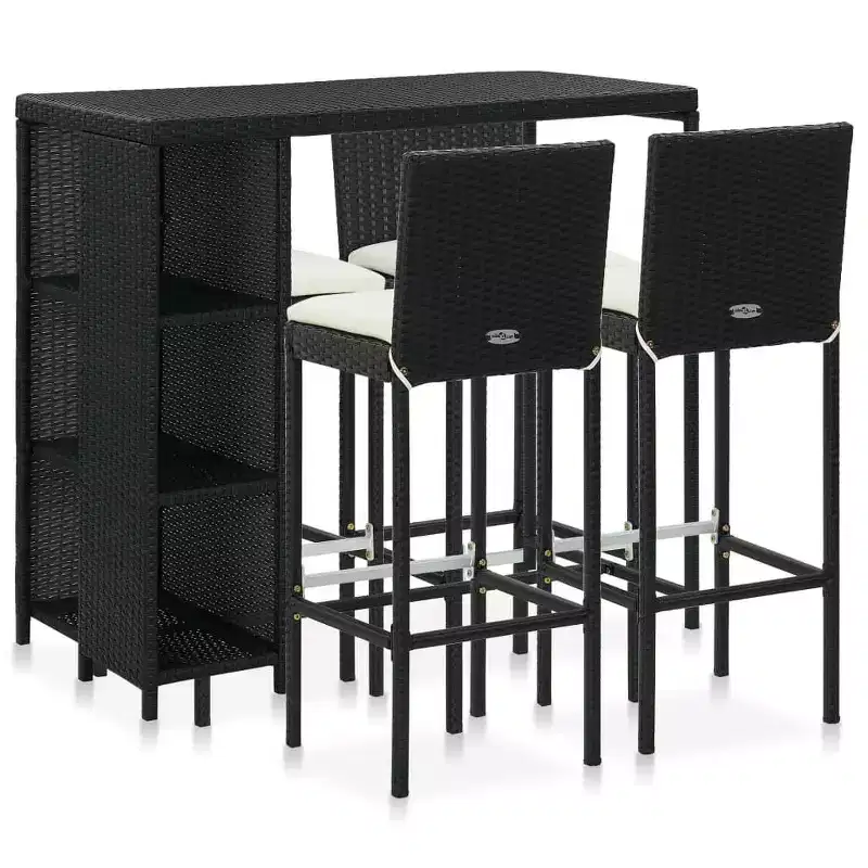 vidaXL Garden Bar Set Poly rattan Medium Removable Covers