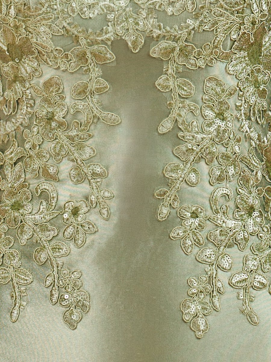 Sage - V Neck Bodycon Satin Sequins Homecoming Dresses With Appliques