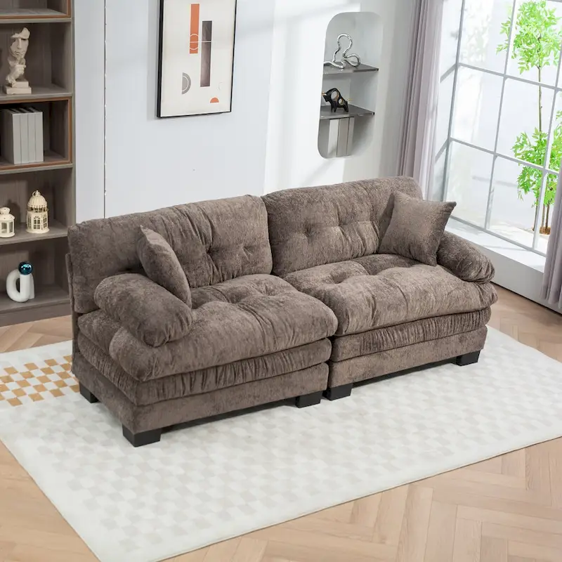 84  Upholstered 3-Seater Sofa with Memory Foam & Comfort Pillows