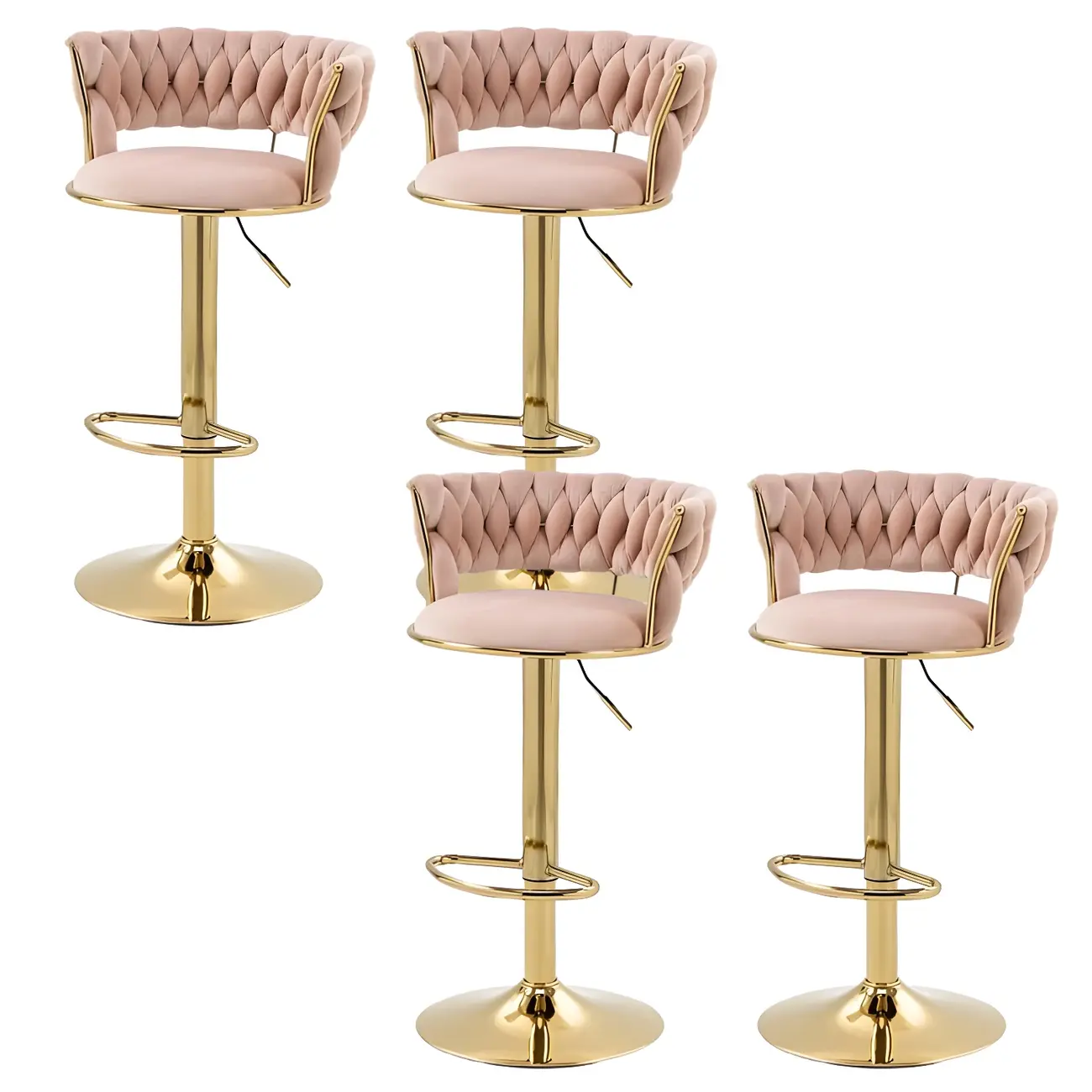 Gold Base Low Back Adjustable Swivel Bar Stool