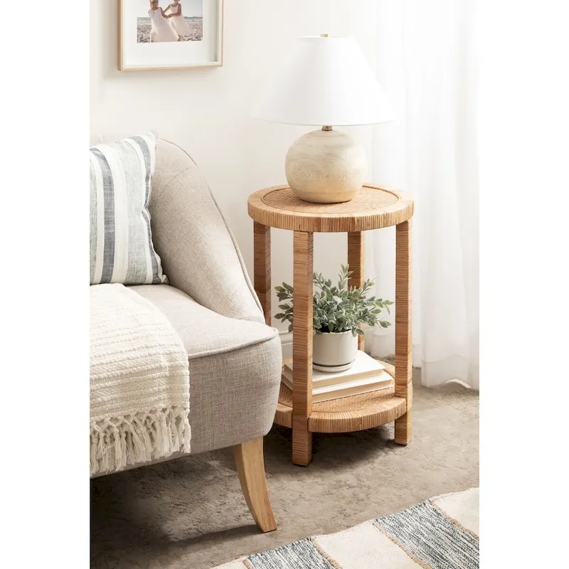 Kate and Laurel Rafina Rattan Side Table - 16x16x24