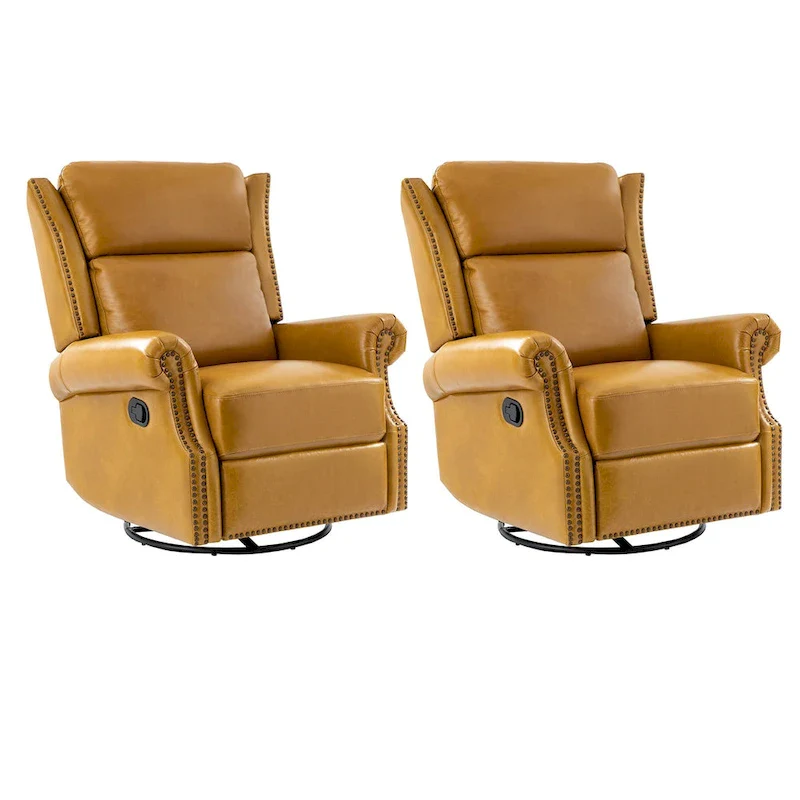 Viviana Traditional Genuine Leather Manual Swivel Glider Recliner Set of 2
