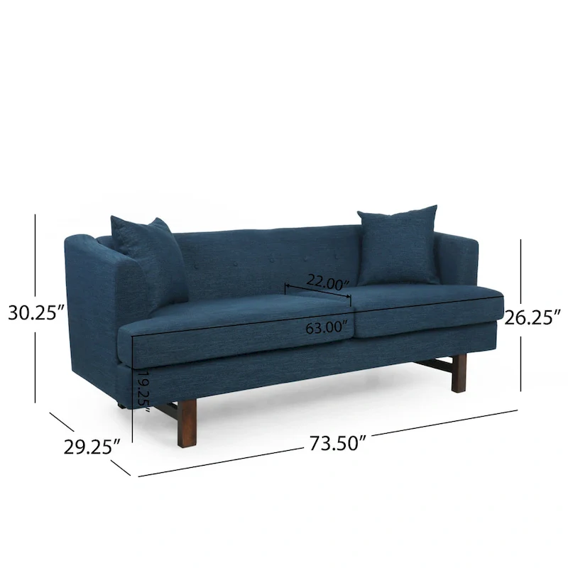 3-Seater Upholstered Sofa Mid-Century Modern Design Birch Wood Legs 73.5