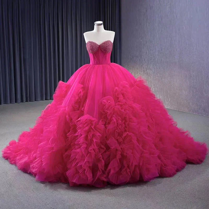 Quinceanera Dress Evening Dresses Sweep Train Sleeveless Pleated Ball Gown