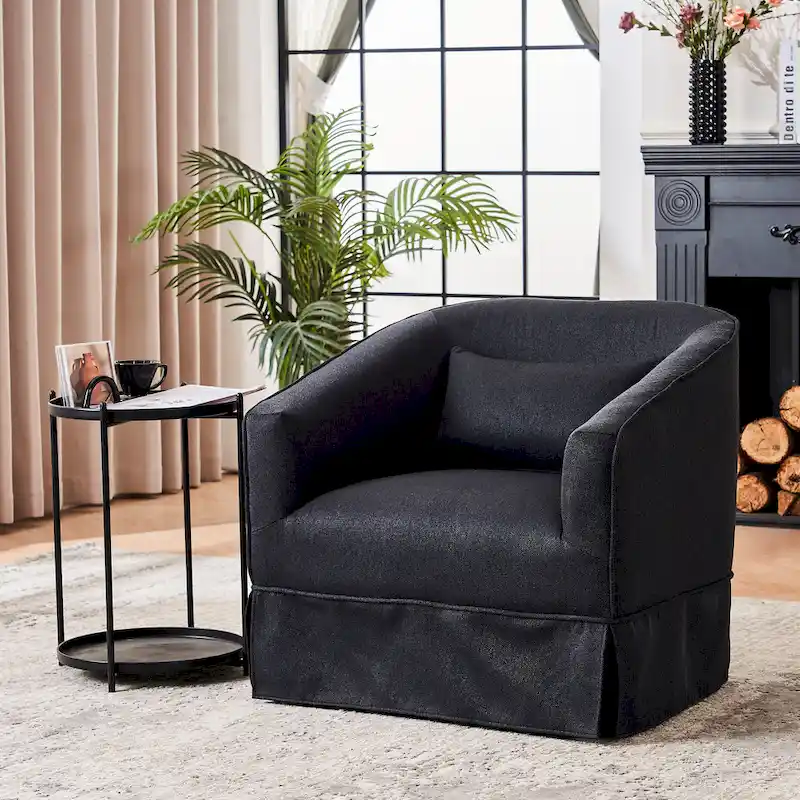 Swivel Barrel Chair With Ottoman
