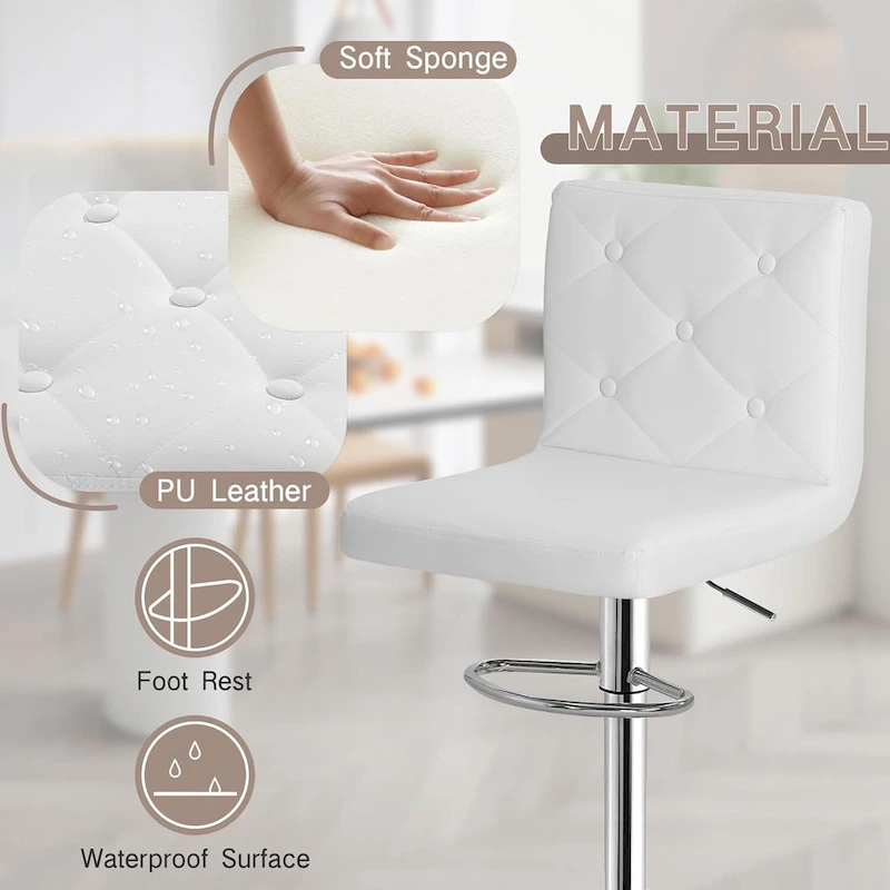 Javlergo Set of 4 Bar Stools Adjustable Swivel Counter Height Barstools with Back