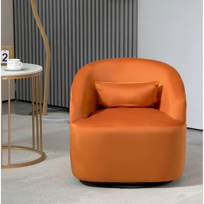 Accent Chair with Barrel-shaped Design and 360 Degree Swivel Feature