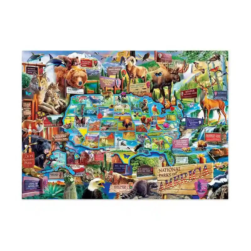 National Parks of America - Map Puzzle - 1000 Pcs - N/A