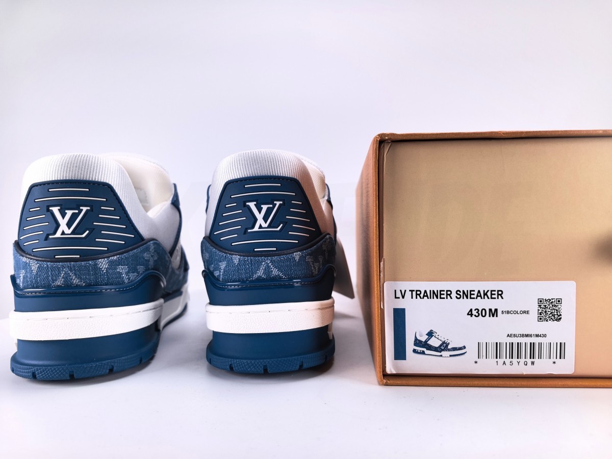 LV Trainer Monogram Denim White Blue - Aktrende