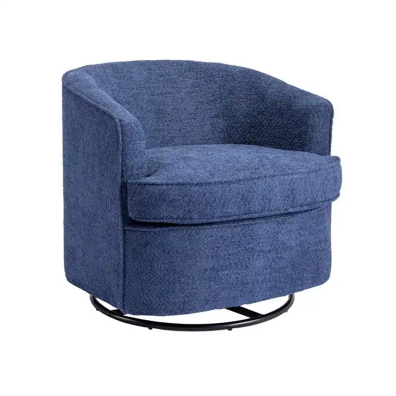 Upholstered Swivel Barrel Armchair - Single Seat