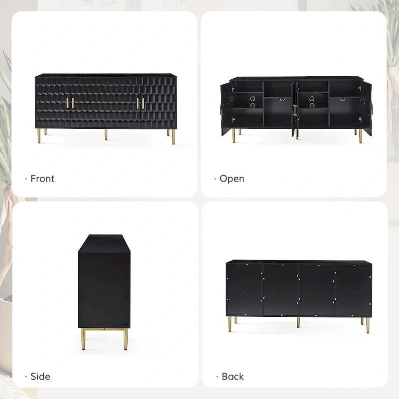 63 Wide Modern Sideboard with Adjustable Shelves by HULALA HOME