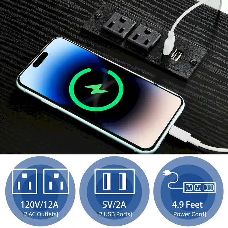 Moasis LED End Table with Shelf and Drawer, Side Table with Charging Station Power Outlet