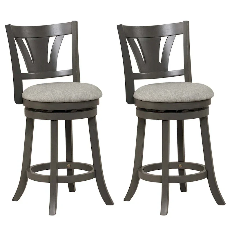 1/2/4 PCS 26.5  Swivel Bar Stool Counter Height w/ Rubber Wood Legs