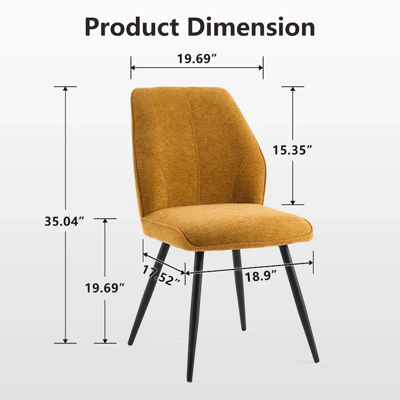 Mid Century Modern Armless Fabric Dining Room Chairs Set of 2