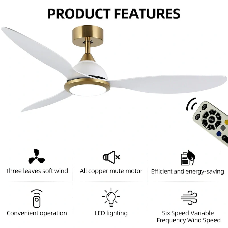 OVIOS Elegant 52-inch 2-in-1 Ceiling Fan Light with Remote Control