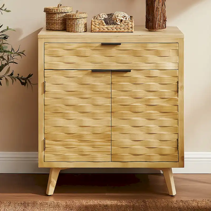 Art Leon Textured Wood Sideboard Cabinet with Storage