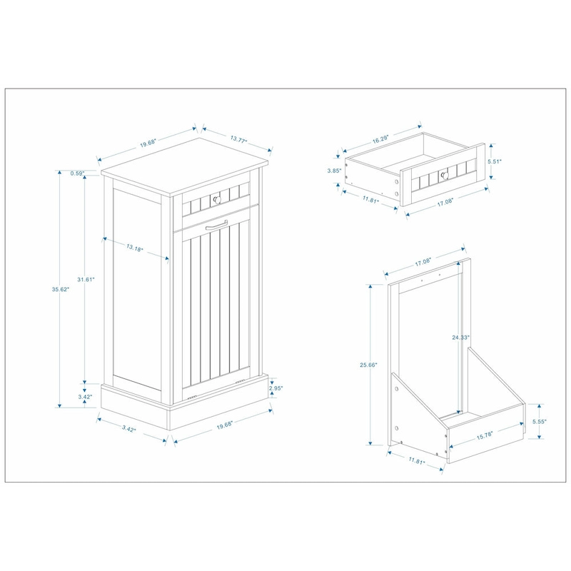 1-Drawer, 1-Compartment Tilt-Out Trash Cabinet - Kitchen Trash Cabinet