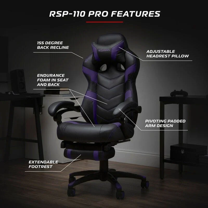 RESPAWN 110 Pro Gaming Chair - Gaming Chair with Footrest, Ergonomic Computer Desk Chair