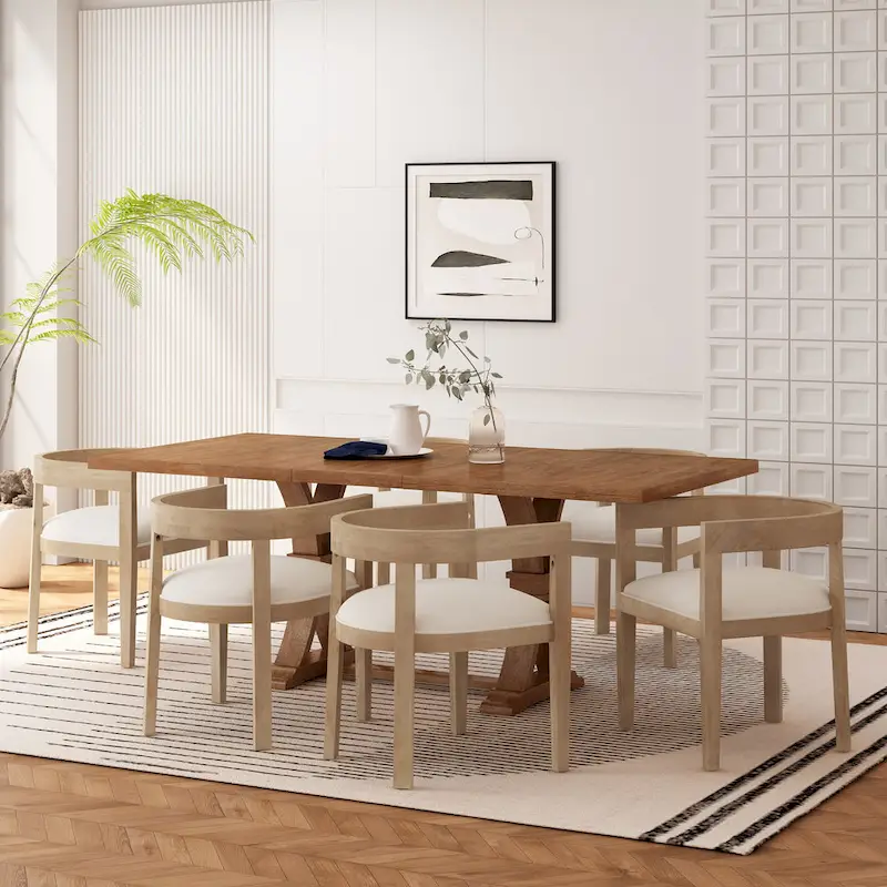 Hudson Fabric and Wood 7 Piece Dining Set by Christopher Knight Home