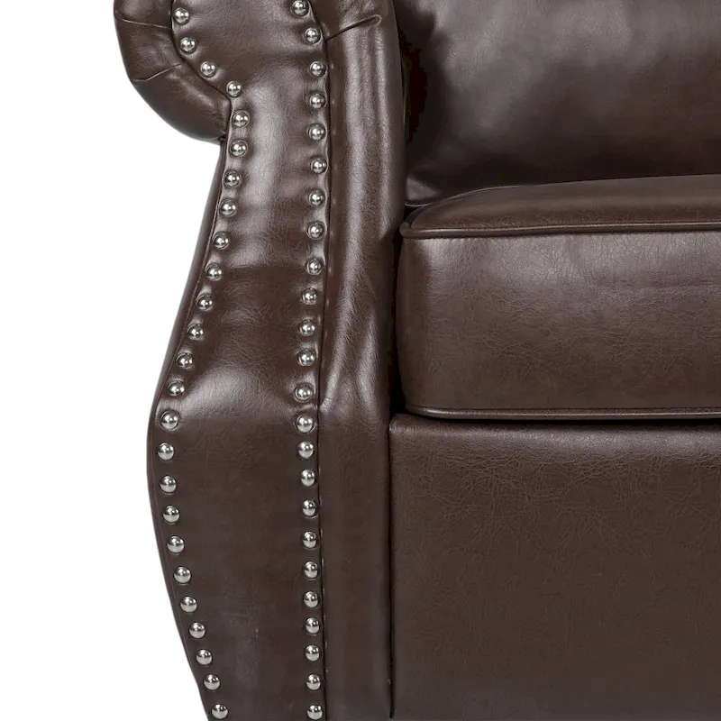 Lawton Faux Leather Loveseat with Nailhead Trim by Christopher Knight Home