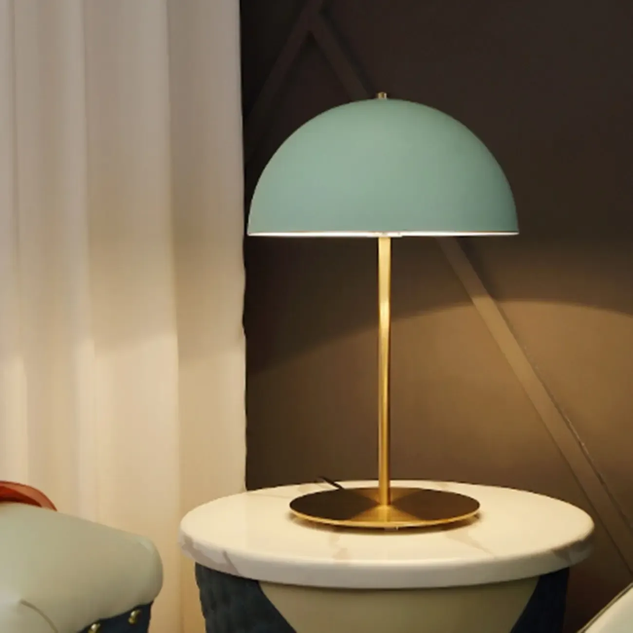 Macaron Iron Dome Shade Metal Table Lamp Plug in Electric