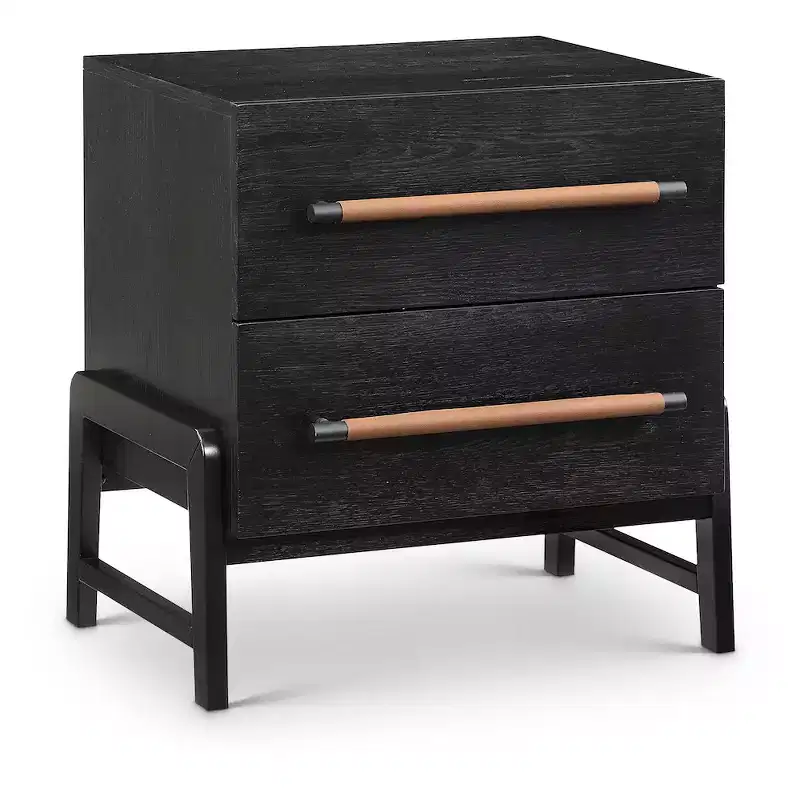 Meridian Furniture,Kaya Black Vegan Leather Nightstand