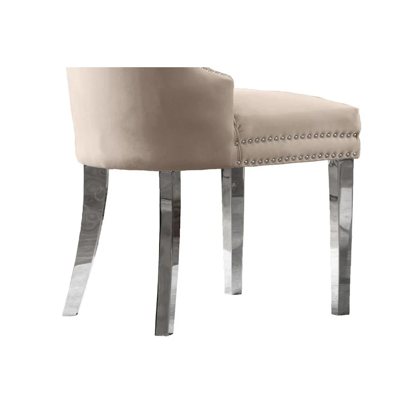 Wingback Button-Tufted Dining Chairs with Nailhead Trim & Steel Frame – Black / Grey / Cream / Navy Blue / White Faux Leather