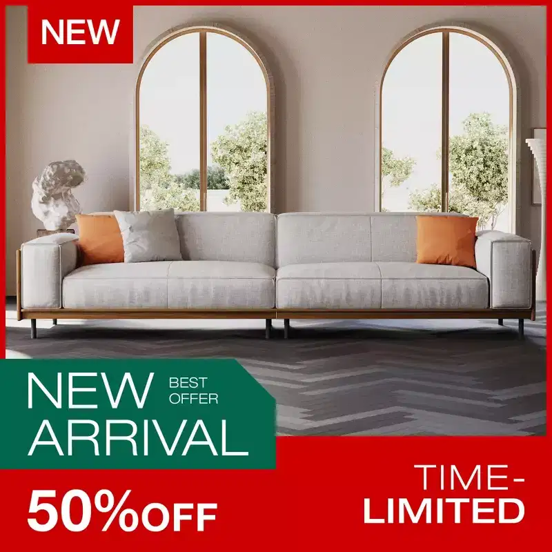 Luck Live Mid-Century Modern sofas 111.81in Cotton sofa suitable for living room, with 3 pillows/Gray&Removable Slipcover