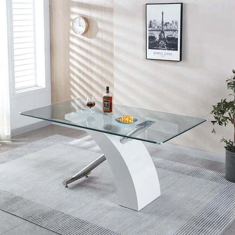 Rectangular Glass Top Dining Table