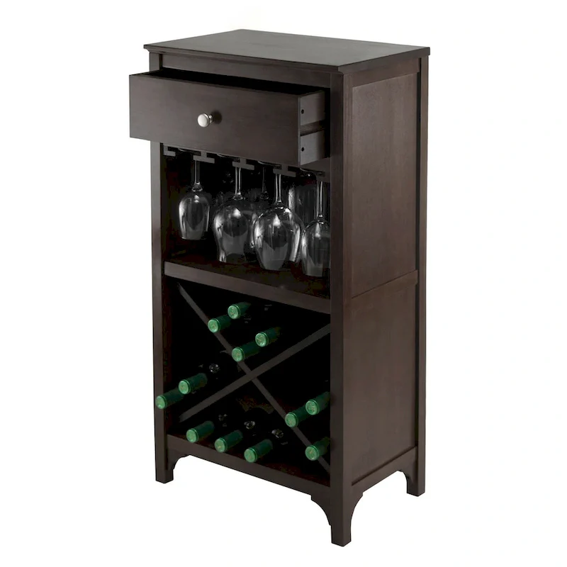 Ancona Wine Cabinet, Espresso - 19.09 x 12.6 x 37.52 inches