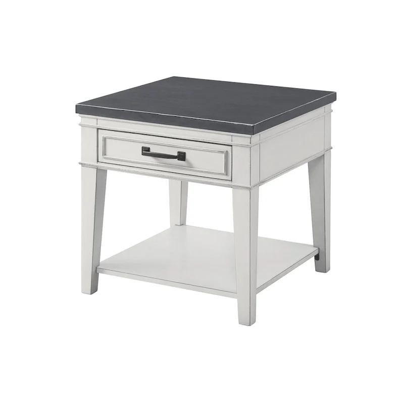 Del Mar 24 White and Grey 1-Drawer End Table