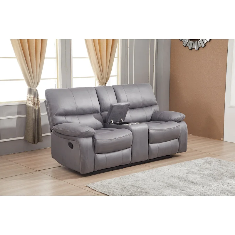 Betsy Furniture Microfiber Manual Rclining 2-seat Loveseat with Console 8007