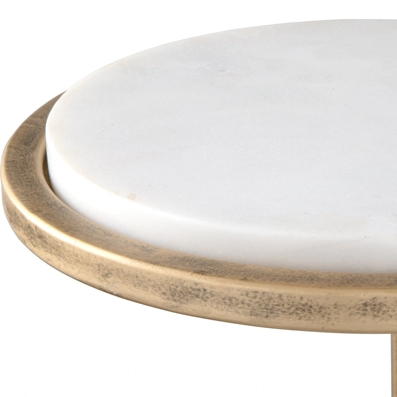 Copper Grove Aged Gold Iron and Solid White Marble Accent Table