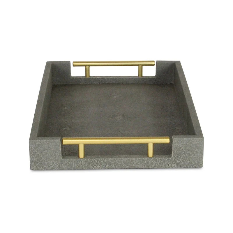 Lusan Faux Shagreen Tray with Handles