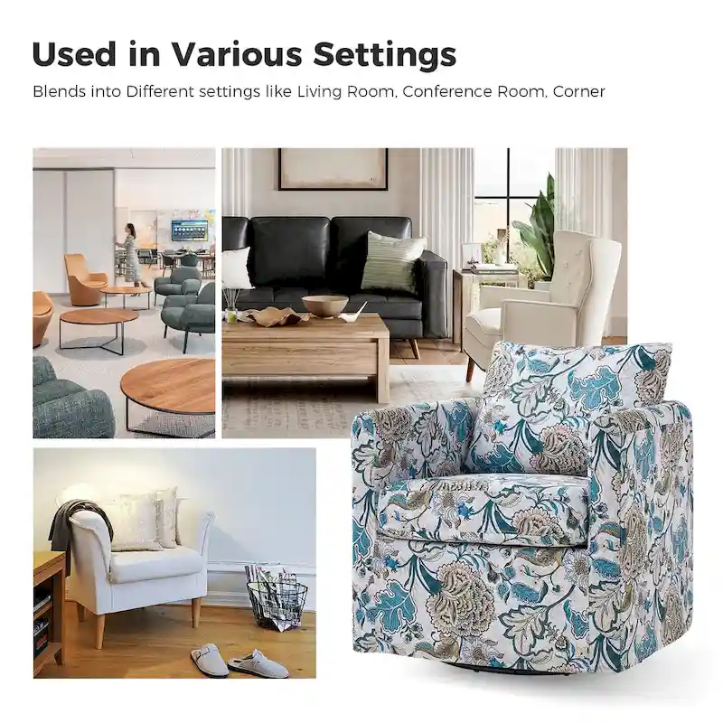 Erkenbald Modern Slipcovered Swivel Chair with Removable Cushion Set of 2 by HULALA HOME