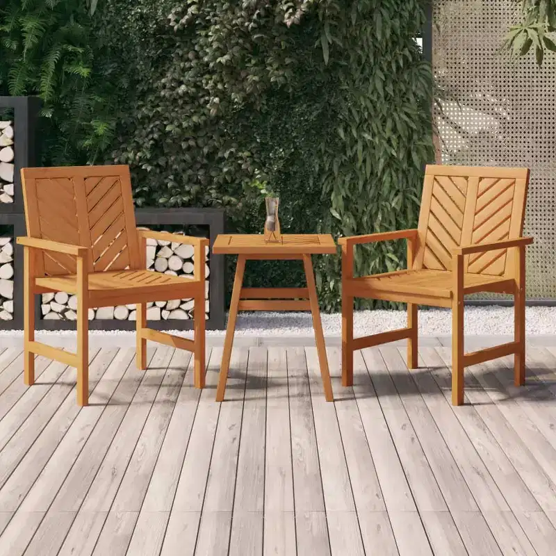 vidaXL Dining Chair Natural Solid Acacia Wood Outdoor Garden Terrace Seating