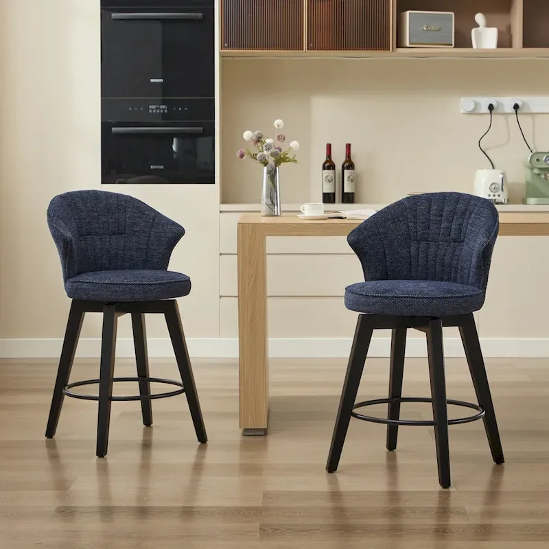 25-Inch Wing Back Swivel Counter Height Bar Stool with Chenille Upholstery
