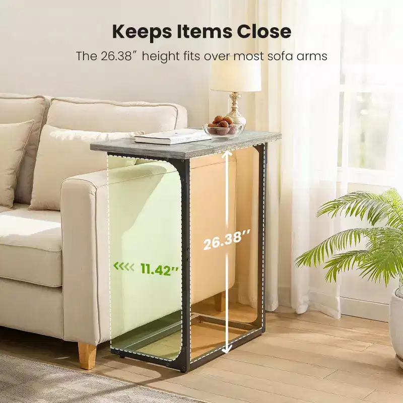 C-shaped end table, coffee table, laptop table, metal frame, large-top sofa table, suitable for living rooms, bedroom beds, and home offices