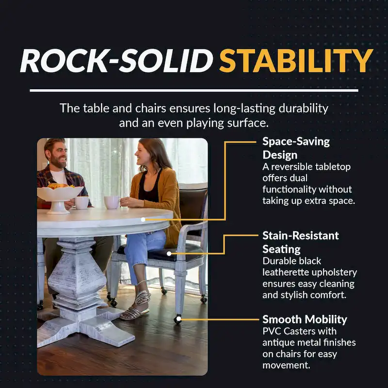 Hathaway Montecito Dining and Poker Table Set - Driftwood