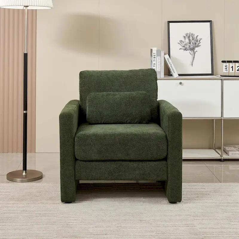 Upholstered Chenille Accent Chair with Armrests