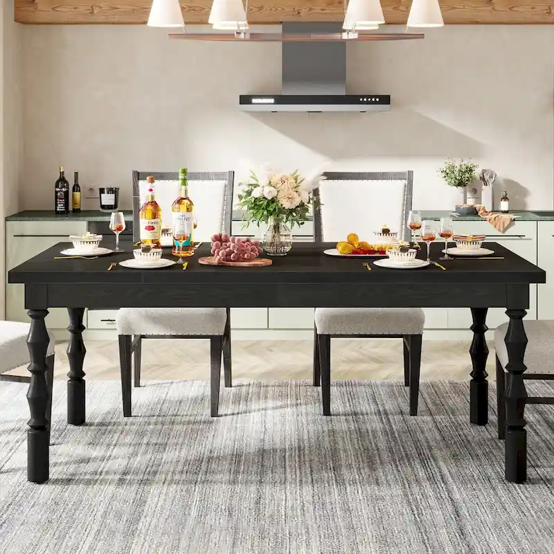 62-Inch Farmhouse Large Rectangle Wood Dining Table