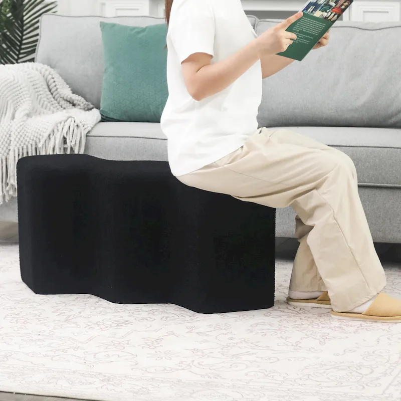 Velvet Polygon Ottoman Bench - 35 Long Footstool