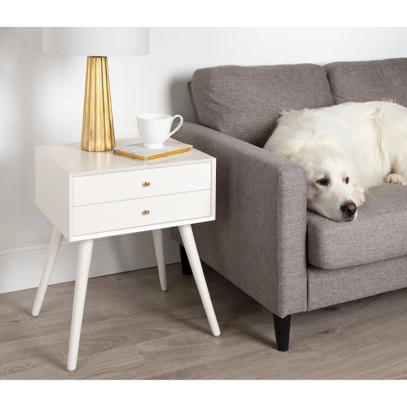 Finco Nightstand Side Table with 2 Drawers