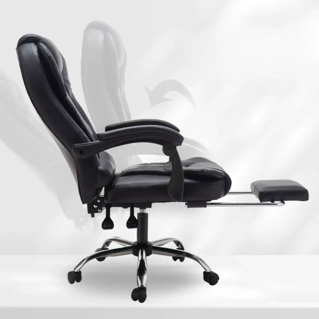 Executive Ergonomic Black Leather Swivel Reclining Office Chair