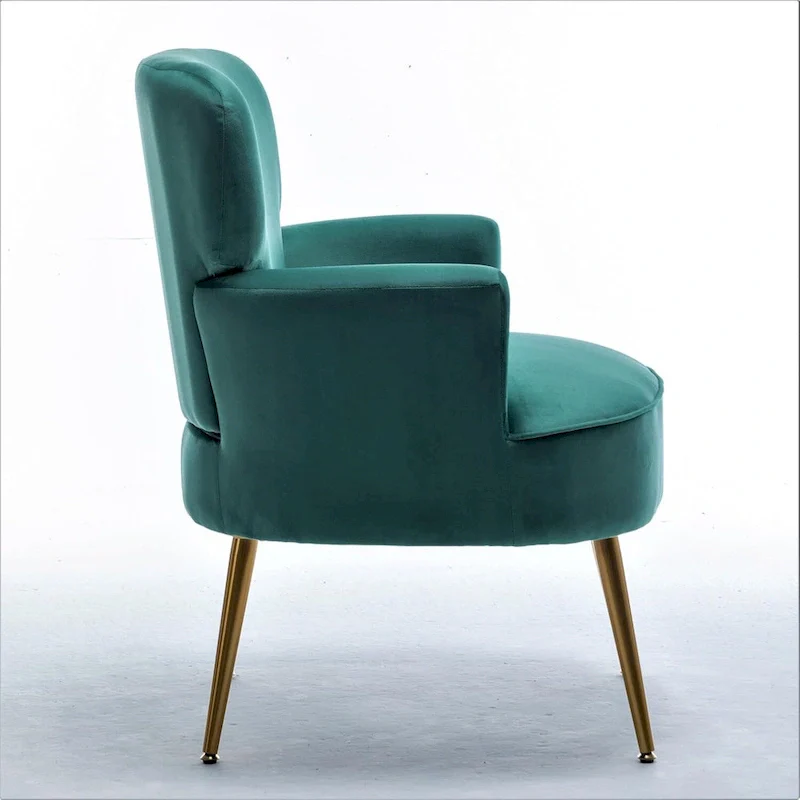 Velvet Accent Chair with Gold Metal Legs