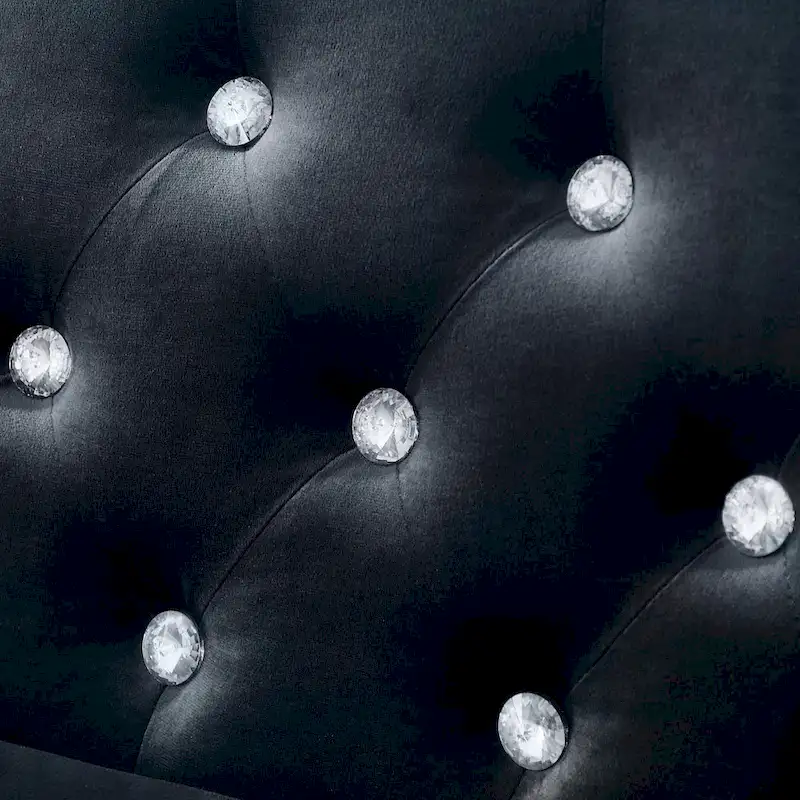 Square Arm Velvet Loveseat with Jeweled buttons and 2 Pillows