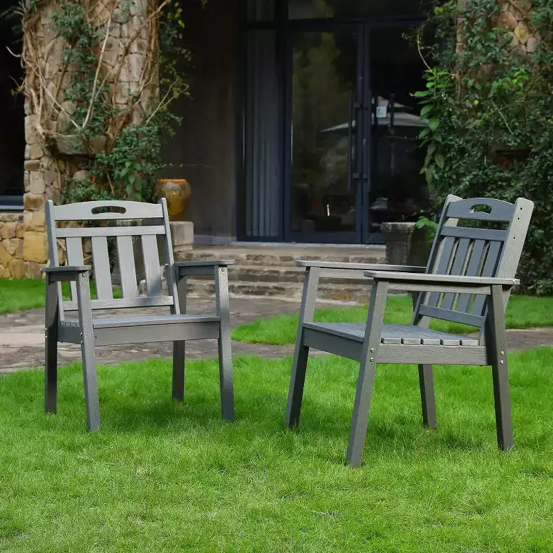 HDPE Outdoor Terrace Dining Chair Set, Weather-Resistant, Low Maintenance, Weight Capacity 220 lbs for Gardens or Decks