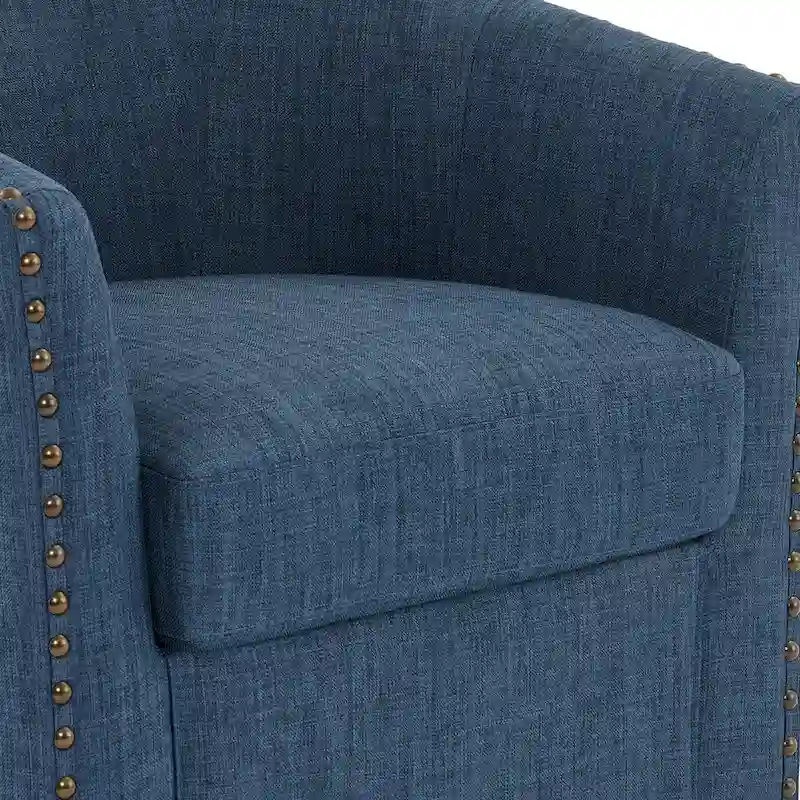 Upholstered Swivel Accent Chairs with Nailhead Trim, Set of 2