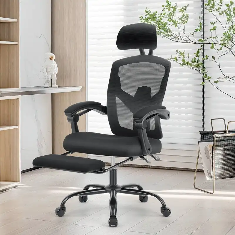 High-Back Reclining Office Chair with Footrest, Adjustable Headrest and Lumbar Support