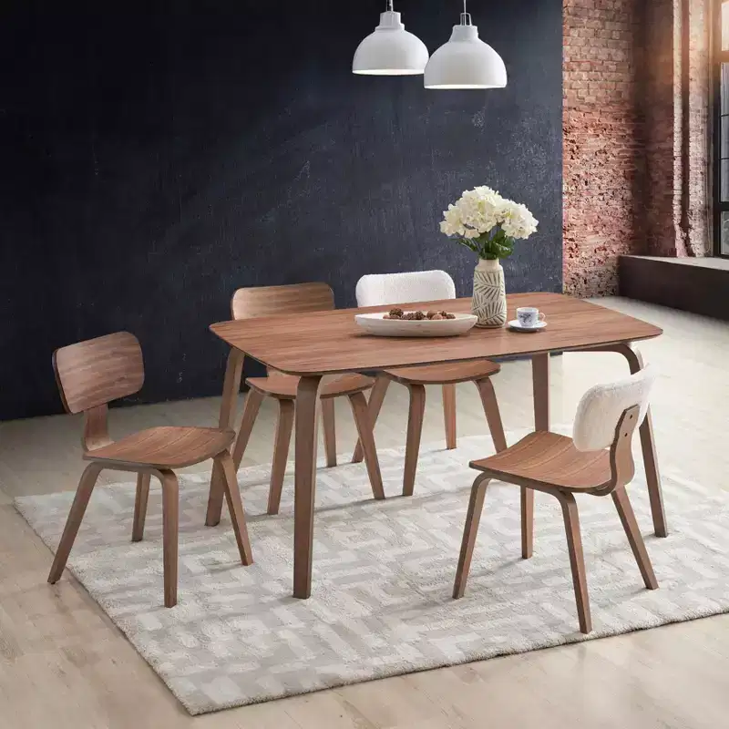 GDFStudio Borg 5 Piece Rubber Wood Dining Set